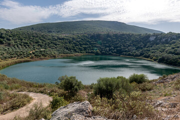 Fototapeta premium Lake Komiti. Vonitsa. Greece. Created as a result of a comet strike.