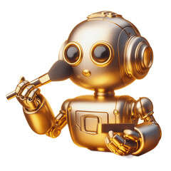 Cute robot doing makeup