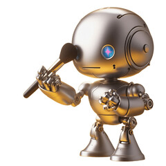 Cute robot doing makeup