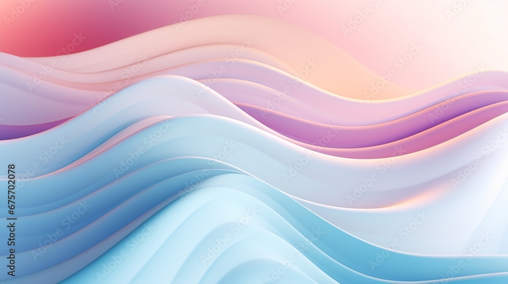 Wall mural Serenade of Soft Hues on 3D Wavy Textured Background. Different Light Colors.