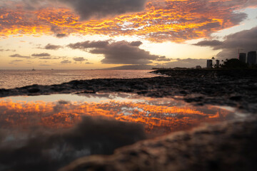 Waikiki at sunset, Oahu Hawaii 