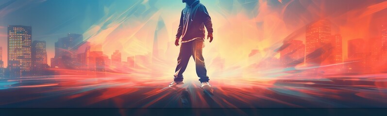 hip hop dancer on blurred background, hip hop background illustration, Generative Ai  - obrazy, fototapety, plakaty