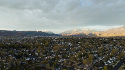 Heber, Utah - aerial view at sunrise during autumn