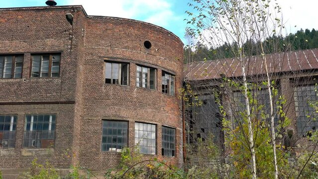 An old industrial abandoned building, brick - (4K)