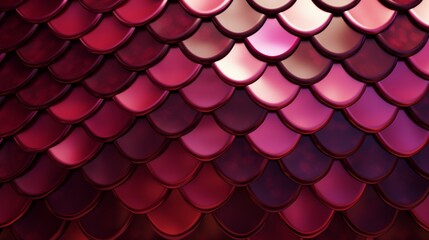 Regal Opulence in Royal Burgundy. Swoosh Abstract, Fish Scale Tiles on a Natural Stone Wall. 3D Textured Background with Polished Blocks. Blurred Geometric Surface Wavy Background.