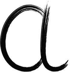 lowercase letter A of the English alphabet, handwritten with a brush stroke