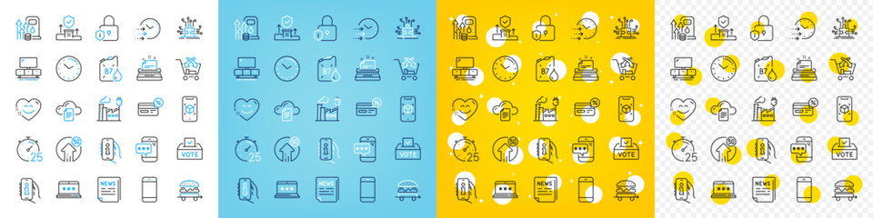 Vector icons set of Tv stand, Support and File storage line icons pack for web with 5g upload, Fuel price, Food delivery outline icon. Cross sell, Smile chat, Fake news pictogram. Vector