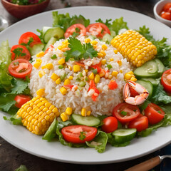salad with crab, corn and rice