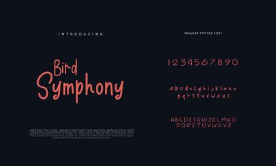 Handwritten Script font. Hand drawn brush style modern calligraphy cursive typeface. Hand Lettering and Custom Typography alphabet for Designs: Logo, Greeting Cards, Poster. Vector Brush type set.
