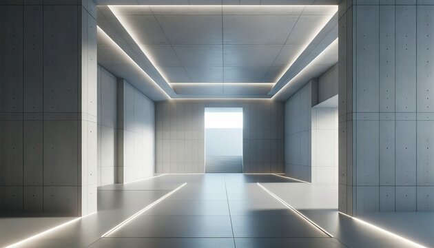 Minimalist Futuristic Interior - 3D Render of Spacious Unoccupied Environment  | empty blank area for car presentation