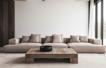 Luxurious living room area composition in minimalistic style