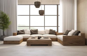 Luxurious living room area composition in minimalistic style