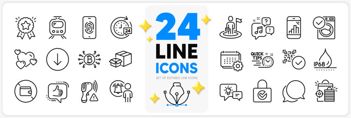 Icons set of Voicemail, Seo shopping and Chat message line icons pack for app with Ranking star, Like, 24h delivery thin outline icon. Waterproof, Quick tips, Graph phone pictogram. Vector