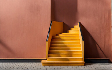 A photo od wall with staircase and handrail