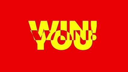 You win, graphic element. Flashing banner design 4k animation