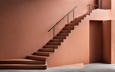 Obraz premium A photo of wall with staircase and handrail