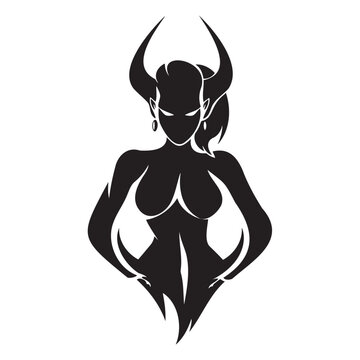 black and white drawing she-devil