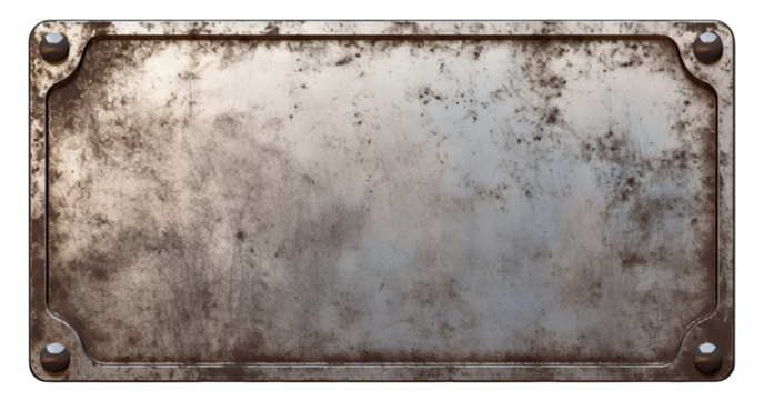 Metal plate with a rusted surface, cut out