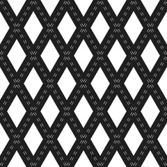 Seamless geometric abstract pattern whith white rhombuses. Geometric modern black and white ornament. Seamless modern background