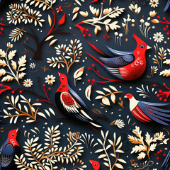 Obraz premium India floral folk art repeat pattern