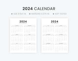 2024 Calendar With Holidays Printable. Simple Calendar Template 2024 (January to December), Printable Calendar 2024 Monthly