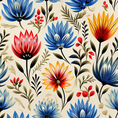 India floral folk art repeat pattern