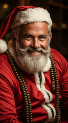 Cheerful Man Dressed as Santa Claus with Twinkling Eyes

 - obrazy, fototapety, plakaty