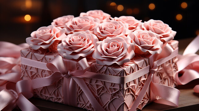 wedding cake with rose HD 8K wallpaper Stock Photographic Image 