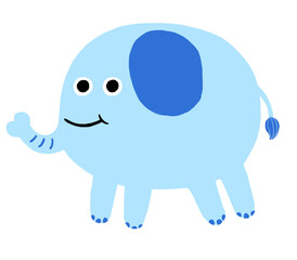 blue elephant cartoon  CUTE  cartoon hand drawn animal