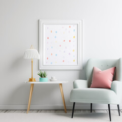 Chic Frame Mockup in a Preppy Setting - Photo-Ready Art Display - Created using Generative AI