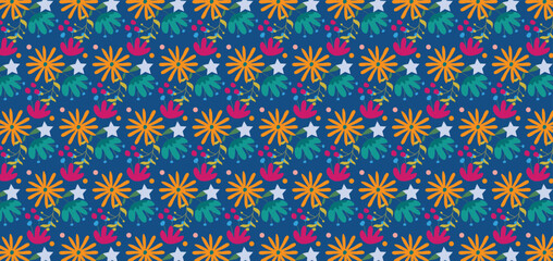 seamless pattern floral pattern textile vector tropical bicolor faces flower leaves mini print animal geometric