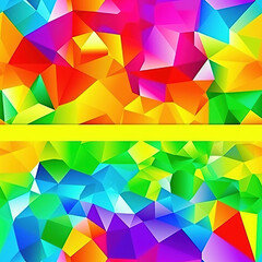 Obraz premium Rainbow kaleidoscopic triangle prisms pyramid cartoon repeat pattern