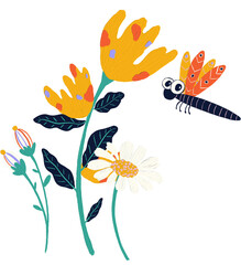 Flower and insect animal png