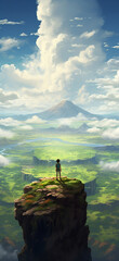 A man standing on top of a mountain
