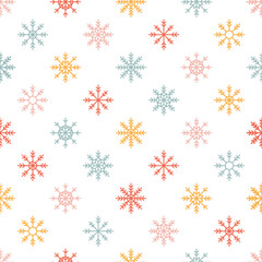 Seamless pattern with colorful snowflakes