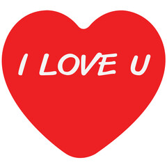 Red heart shape I love you, suitable for Valentine's Day graphics.