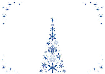 雪の結晶で作られたキラキラ輝くクリスマスツリーの背景素材