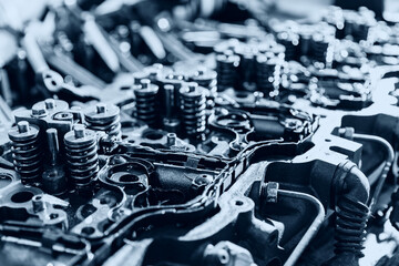 Engine diesel fuel injection nozzle of industrial truck. Content for repair factory station for fix service