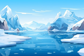 Winter arctic landscape with iceberg. 