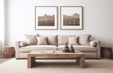 Luxurious living room area composition in minimalistic style