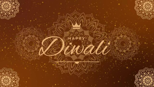 Happy Diwali on decorated and patterned background animation for Diwali (Happy Diwali).