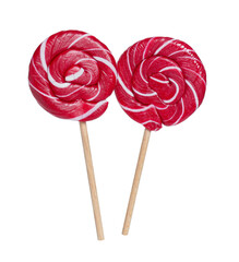 Sticks with bright lollipops isolated on white