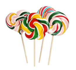Sticks with colorful lollipops isolated on white