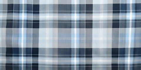 Grey and blue plaid textured fabric background