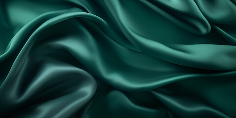Obraz premium Dark green textured silk fabric abstract background 