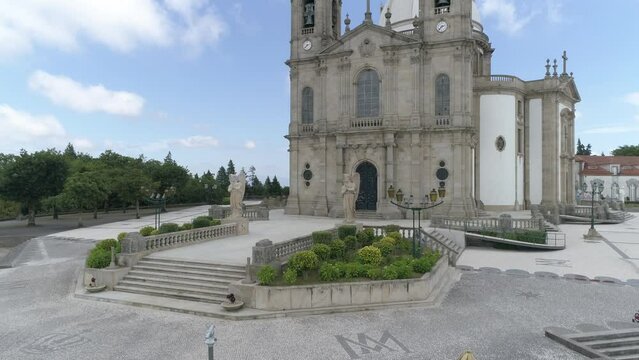 Aerial view of the historic Shrine of Our Lady of Sameiro in Braga, northern Portugal.
