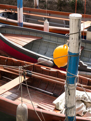 Boats in the small port of Iseo in the lake of the same name (Brescia) - 675721438