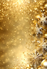 Gold sparkling christmas background with snowflakes