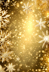 Gold sparkling christmas background with snowflakes