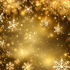 Gold sparkling christmas background with snowflakes